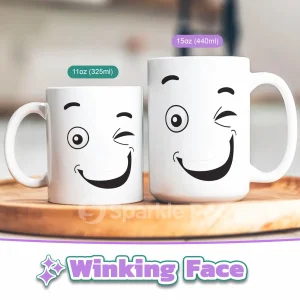 11oz-15oz-Winking Facial Expression Mug-Sparkle Pod