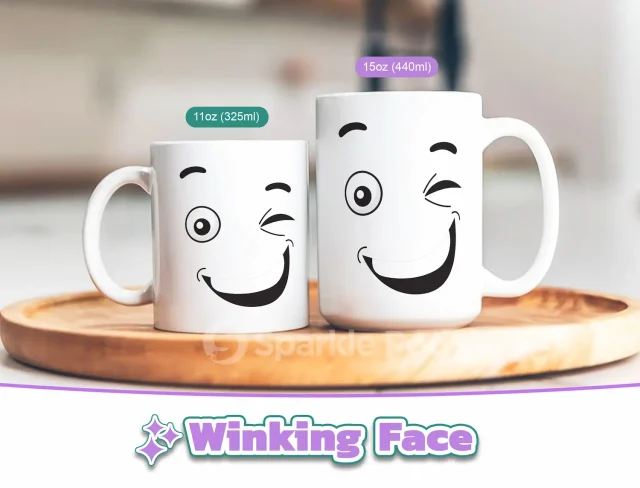 11oz-15oz-Winking Facial Expression Mug-Sparkle Pod