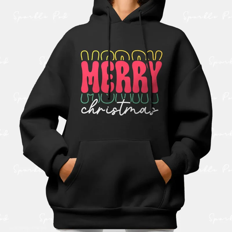 Retro Mery Christmas Hoodies Sparkle Pod