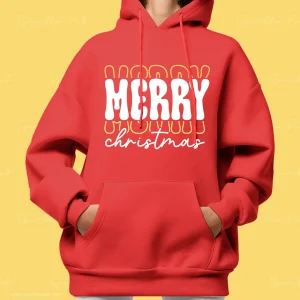 Retro Merry Christmas Hoodie Red Sparkle Pod