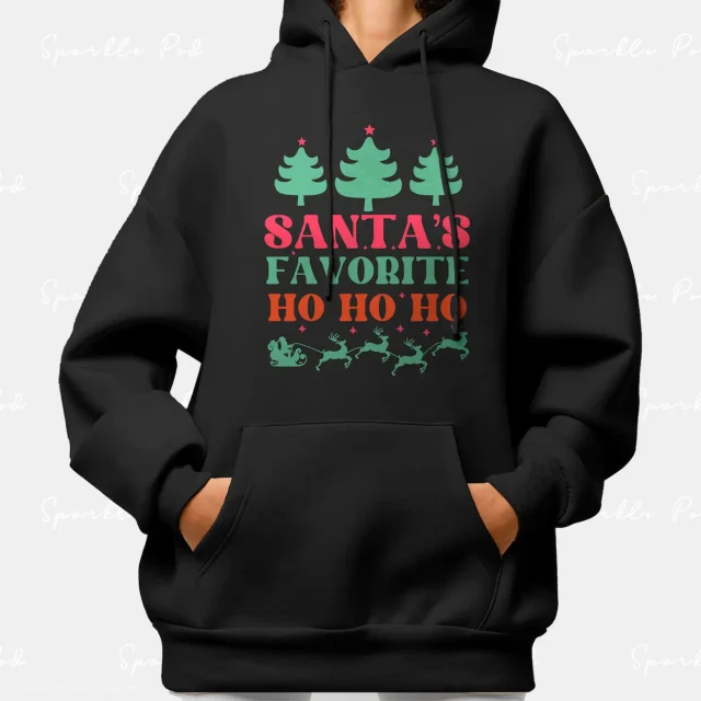 Santa's Favourite Hoodie Women Sparkle Pod