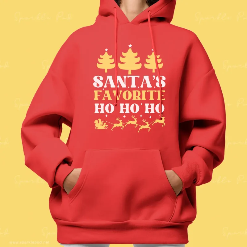 Santa's Favourite Hoodie Women Sparkle Pod