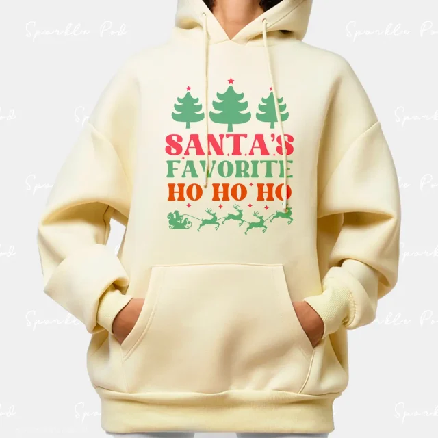 Santa's Favourite Hoodie Women Sparkle Pod