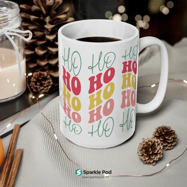 Ho Ho Ho Christmas Mug 15oz Sparkle Pod