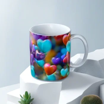 Coloured Hearts Pebble Mug