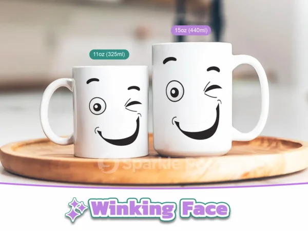 11oz-15oz-Winking Facial Expression Mug-Sparkle Pod