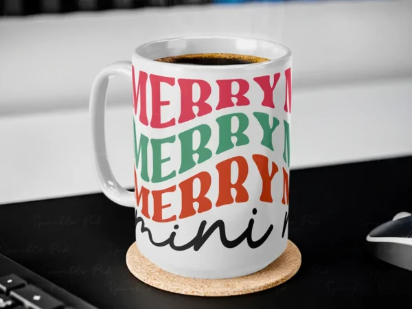 Merry Mini Christmas Mug 15oz Sparkle Pod