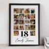 Personalised 18th Birthday Photo Collage Wall Art, Birthday Gift idea