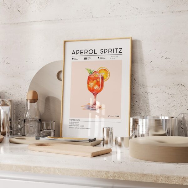 Set of 3 Cocktail Prints | Aperol Spritz, Margarita, Mojito