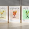 Set of 3 Cocktail Prints | Aperol Spritz, Margarita, Mojito
