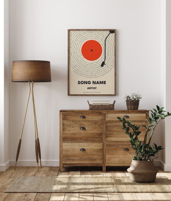 Custom Song Lyrics Print, Personalized Music Poster, Customizable Music Gift, Vinyl Lyric Poster, Wedding Anniversary Gift - Optional Frame