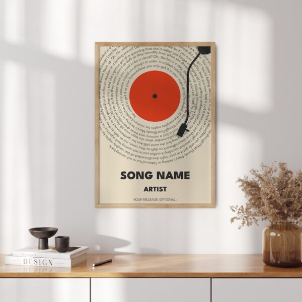 Custom Song Lyrics Print, Personalized Music Poster, Customizable Music Gift, Vinyl Lyric Poster, Wedding Anniversary Gift - Optional Frame