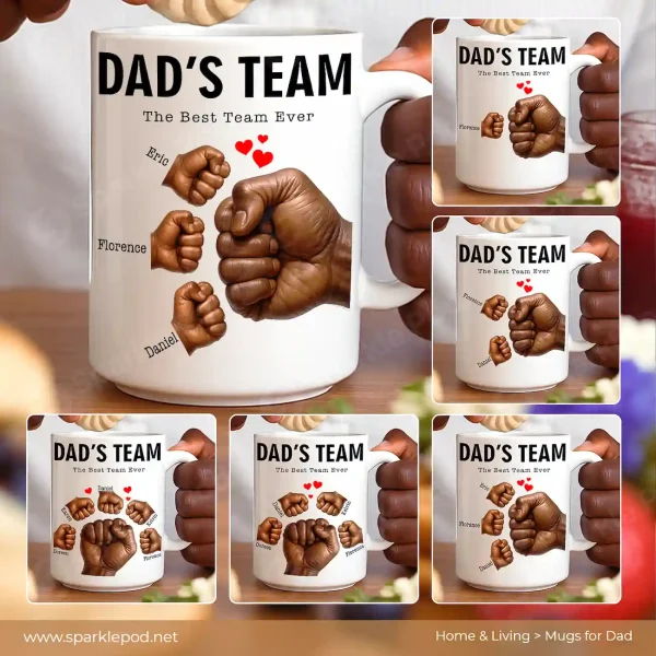 Dad's Team Fist Bump Mug Gift Mug- Sparkle Pod