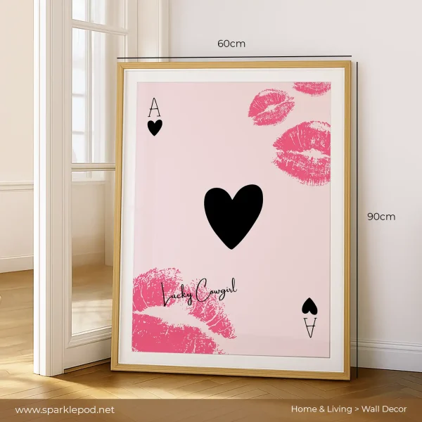 Lucky Cowgirl Wall Art Ace of Hearts - Sparkle Pod