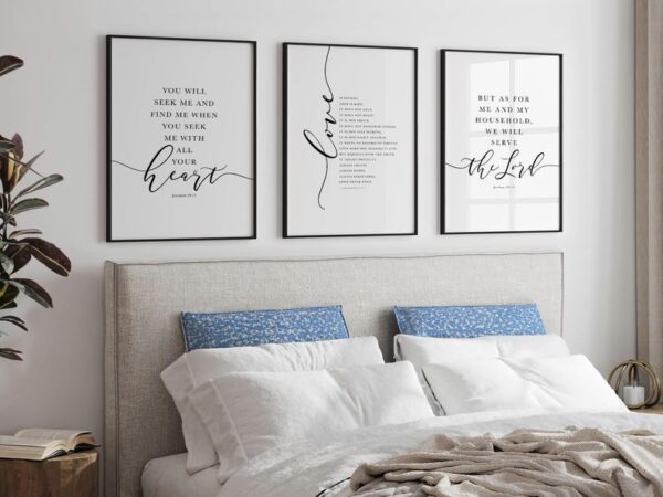 Christian Wall Art, Bible Verse Quotes, Popular NIV Printables, Scripture Gallery Wall, Black and white Prints set of 6, Farmhouse Decor