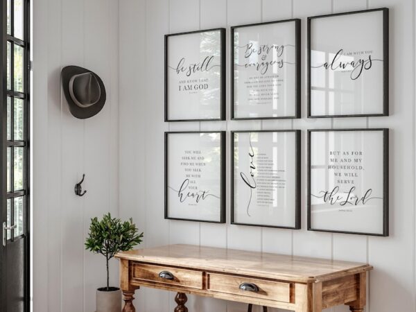 Christian Wall Art, Bible Verse Quotes, Popular NIV Printables, Scripture Gallery Wall, Black and white Prints set of 6, Farmhouse Decor