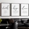Set of 3 - Faith, Hope, Love, Bible Verse Wall Arts