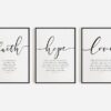 Set of 3 - Faith, Hope, Love, Bible Verse Wall Arts