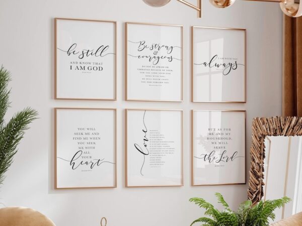 Christian Wall Art, Bible Verse Quotes, Popular NIV Printables, Scripture Gallery Wall, Black and white Prints set of 6, Farmhouse Decor