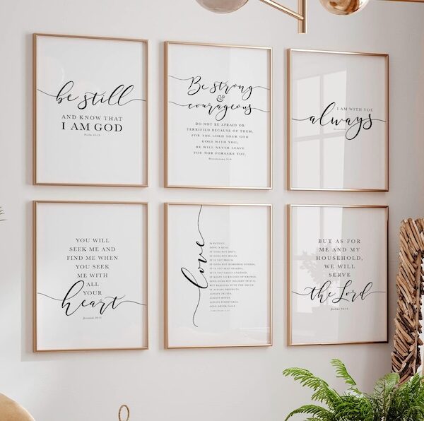 Christian Wall Art, Bible Verse Quotes, Popular NIV Printables, Scripture Gallery Wall, Black and white Prints set of 6, Farmhouse Decor
