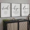 Set of 3 - Faith, Hope, Love, Bible Verse Wall Arts