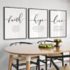 Set of 3 - Faith, Hope, Love, Bible Verse Wall Arts