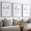Set of 3 - Faith, Hope, Love, Bible Verse Wall Arts