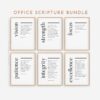 Office Scripture, Bible Verse Printable Wall Art, Christian Print Download, Set of 6 Bible Verse Wall Art, Office Wall Decor, Various Sizes