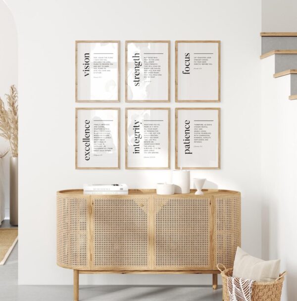 Office Scripture, Bible Verse Printable Wall Art, Christian Print Download, Set of 6 Bible Verse Wall Art, Office Wall Decor, Various Sizes