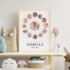 Editable First Year Photo Collage, 12 Month Photo Print, First Birthday Photo Milestone, Baby's First Year Poster, Customizable Template.