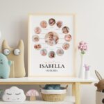 Editable First Year Photo Collage, 12 Month Photo Print, First Birthday Photo Milestone, Baby's First Year Poster, Customizable Template.