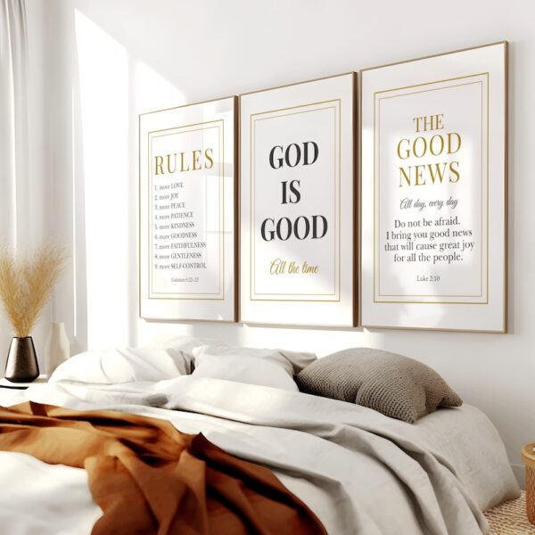 Set of 3 Bible Verse Christian Wall Art