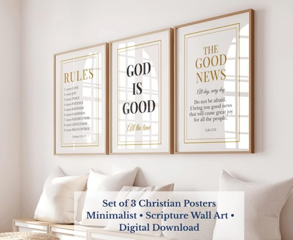 Set of 3 Bible Verse Christian Wall Art