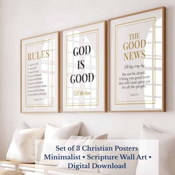 Set of 3 Bible Verse Christian Wall Art