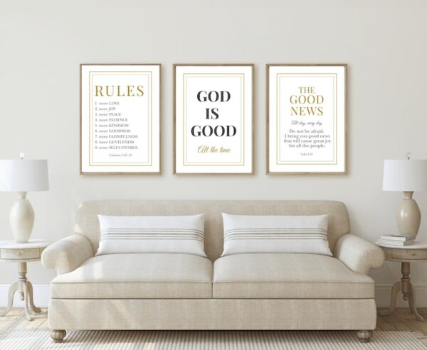 Set of 3 Bible Verse Christian Wall Art