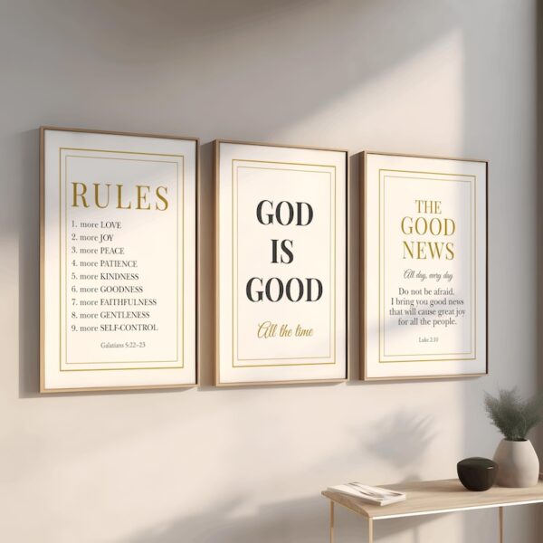 Set of 3 Bible Verse Christian Wall Art
