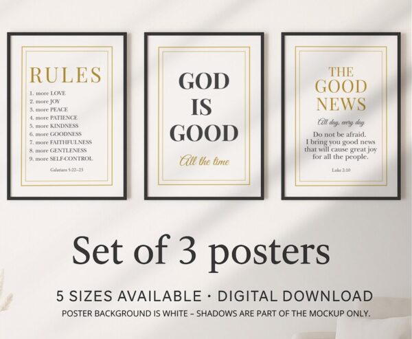 Set of 3 Bible Verse Christian Wall Art