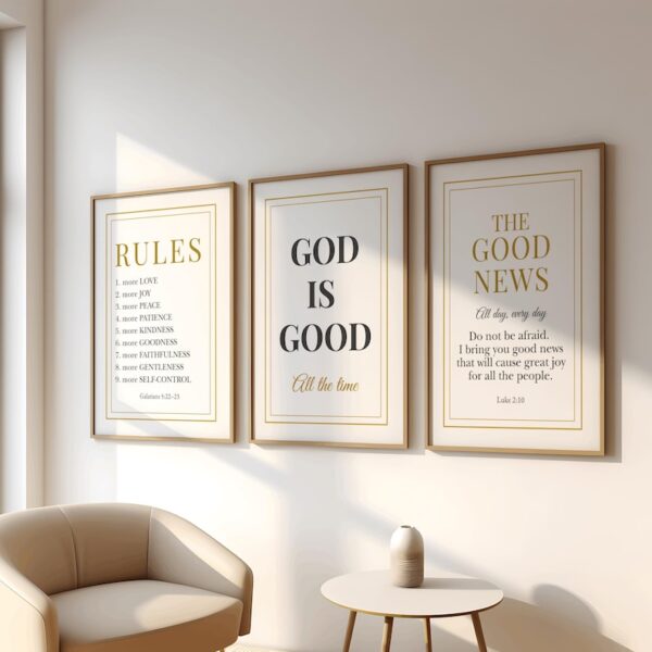 Set of 3 Bible Verse Christian Wall Art