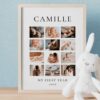Printable Baby's First Year Photo Poster Template, Minimalist 1st Birthday Photo Collage Sign, Editable Year In Pictures Board | LISA