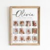 Minimalist First Birthday Photo Sign Template Baby's First Year Poster Printable Modern Birthday Instant Download 1st Birthday Photo Poster