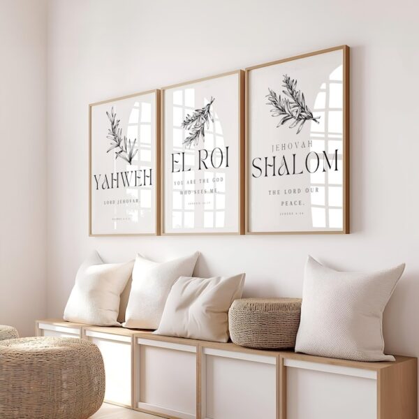 Set of 6 Christian Wall Art Hebrew Names of God
