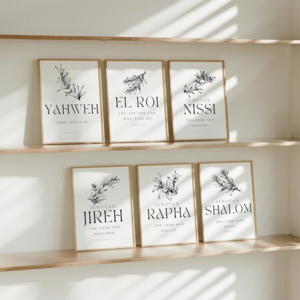 Set of 6 Christian Wall Art Hebrew Names of God