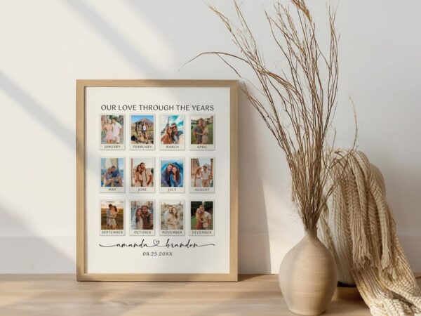 Custom Polaroid Photo Frame Anniversary Template, Anniversary Gift, Personalized Photo Frame, Anniversary Gift for Boyfriend, Couple Gift