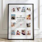 1st Marriage Anniversary Polaroid Effect Photo Collage, With Calendar