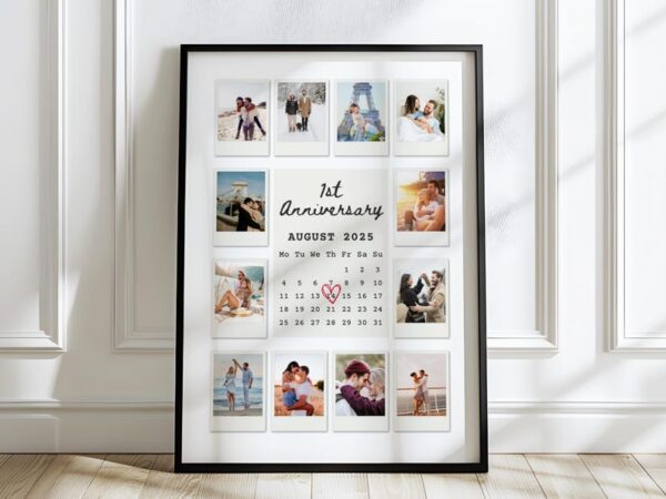 Anniversary Polaroid Collage Template, Custom Polaroid Photo Frame, 1st Anniversary Gift, Printable Anniversary Gift for Boyfriend, Canva