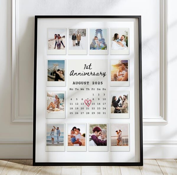 Anniversary Polaroid Collage Template, Custom Polaroid Photo Frame, 1st Anniversary Gift, Printable Anniversary Gift for Boyfriend, Canva