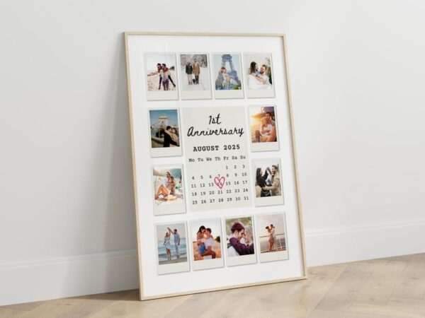 Anniversary Polaroid Collage Template, Custom Polaroid Photo Frame, 1st Anniversary Gift, Printable Anniversary Gift for Boyfriend, Canva