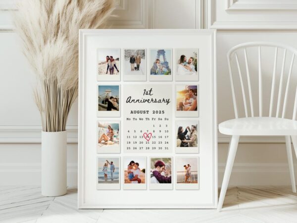 Anniversary Polaroid Collage Template, Custom Polaroid Photo Frame, 1st Anniversary Gift, Printable Anniversary Gift for Boyfriend, Canva
