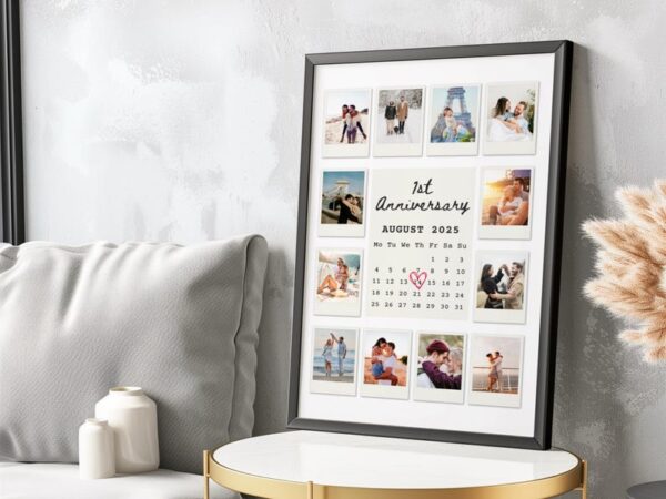 Anniversary Polaroid Collage Template, Custom Polaroid Photo Frame, 1st Anniversary Gift, Printable Anniversary Gift for Boyfriend, Canva