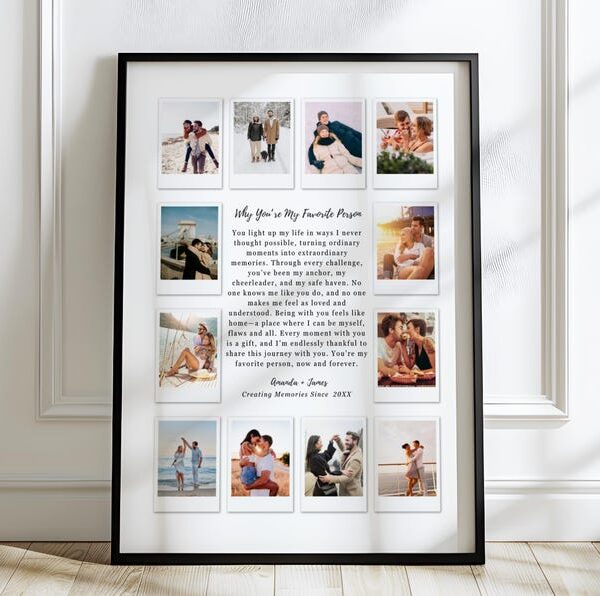 Custom Polaroid Photo Frame Anniversary Template, 1st Anniversary Gift, Valentines Day Gift, Personalized Picture Frame, Canva Template